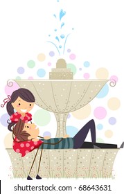 Illustration of a Boy Resting His Head on His Partner's Lap