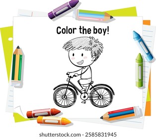 Illustration of a boy riding a bicycle