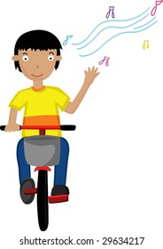 illustration of a boy riding a bike