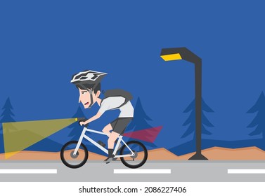 An illustration of a boy riding bike in the night 