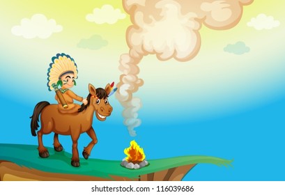 illustration of a boy riding a horse in nature