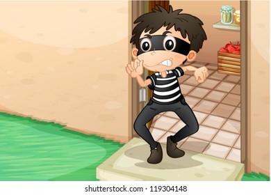 illustration of a boy  in a room