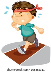 illustration of a boy running on a white background