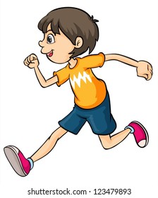 Illustration of a boy running on a white background