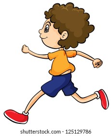 Illustration of a boy running on a white background