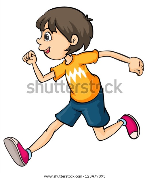 Illustration Boy Running On White Background Stock Vector (Royalty Free ...