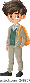 Illustration of a boy in school attire