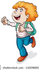 ilustración de un niño con mochila escolar sobre fondo blanco