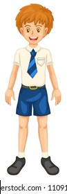 illustration of a boy in school dress on a white background