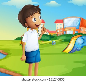 Illustration of a boy at the school playground