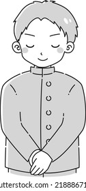 Illustration of a boy in a school uniform bowing