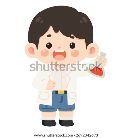 Illustration of a Boy Scientist Holding Beaker student