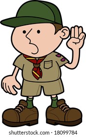 Illustration of boy scout giving pledge