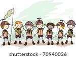 Illustration of Boy Scouts in a Campsite