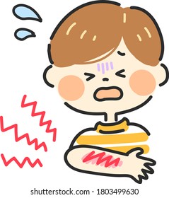 Ilustración de un niño rascando su brazo