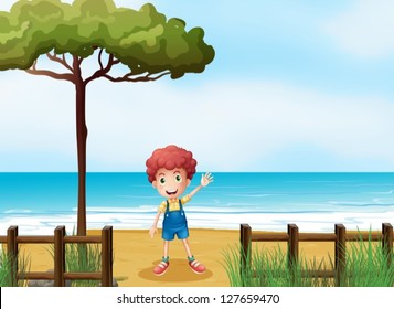 Illustration of a boy at the seashore