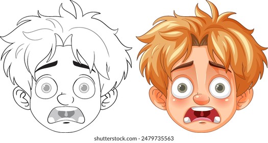 Ilustración de un niño con la cara conmocionada