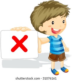 illustration of boy showing cross