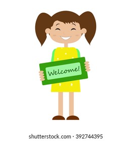 illustration of a boy with a sign