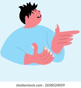 illustration of a boy with simple hand gesture vector design clean and unique latest 