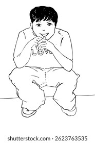 an illustration of a boy sitting down