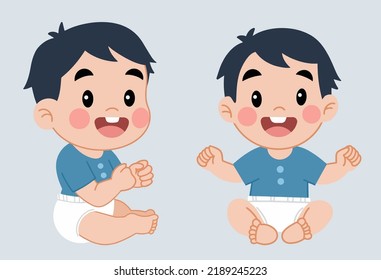 illustration of a boy sitting happily