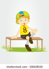 Illustration Of A Boy Sitting On A Bench