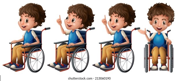 Illustration of a boy sitting on a wheelchair