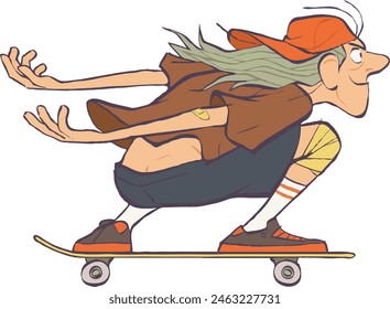 Ilustración de un niño patinando