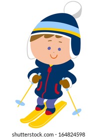 Illustration of boy to ski