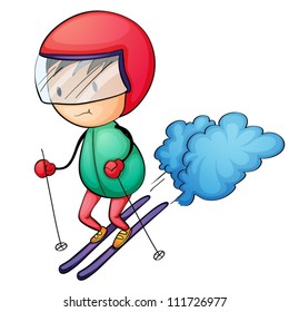 Illustration of a boy skiing