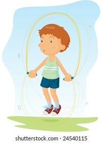 Illustration of a boy skipping