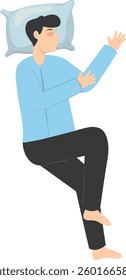 Illustration of Boy Sleeping Pose on Pillow Top. Vector Character in Cartoon Style.