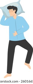 Illustration of Boy Sleeping Pose on Pillow Top. Vector Character in Cartoon Style.
