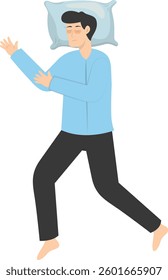 Illustration of Boy Sleeping Pose on Pillow Top. Vector Character in Cartoon Style.