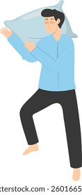 Illustration of Boy Sleeping Pose on Pillow Top. Vector Character in Cartoon Style.