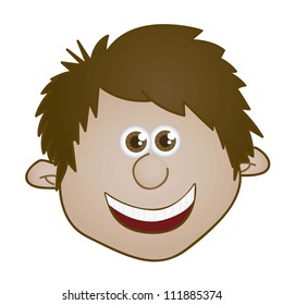 illustration of boy smiling isolated on white background, vector illustration