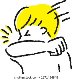 Illustration of a boy with a sneezing arm.