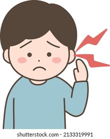 Illustration of a boy with a sore ear