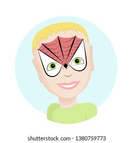 Illustration of a boy with spider paint