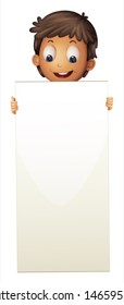 Ilustración de un niño parado con una cartón vacía sobre un fondo blanco 