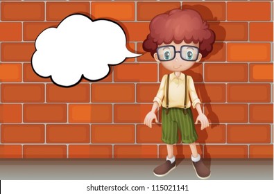 illustration of a boy standing in front of wall