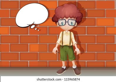 illustration of a boy standing in front of a wall