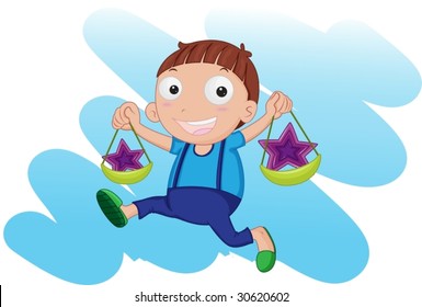 ilustración de un niño con estrellas