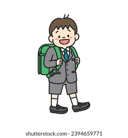 Ilustración del niño que empieza la escuela primaria