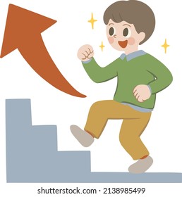 Illustration of a boy stepping up