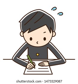 Illustration of boy student studying.