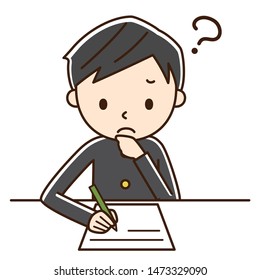Illustration of boy student studying.