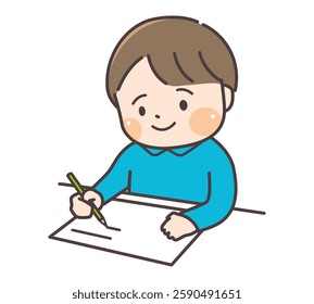 Illustration of a boy studying.