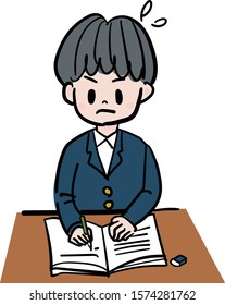 Illustration of boy studying, student
